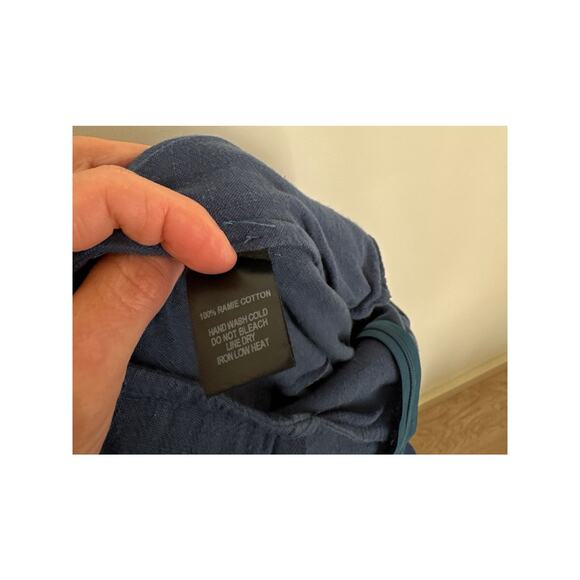 Lulu's Wide Leg Cotton Belted Jumpsuit in Blue Size Medium - Picture 5 of 8